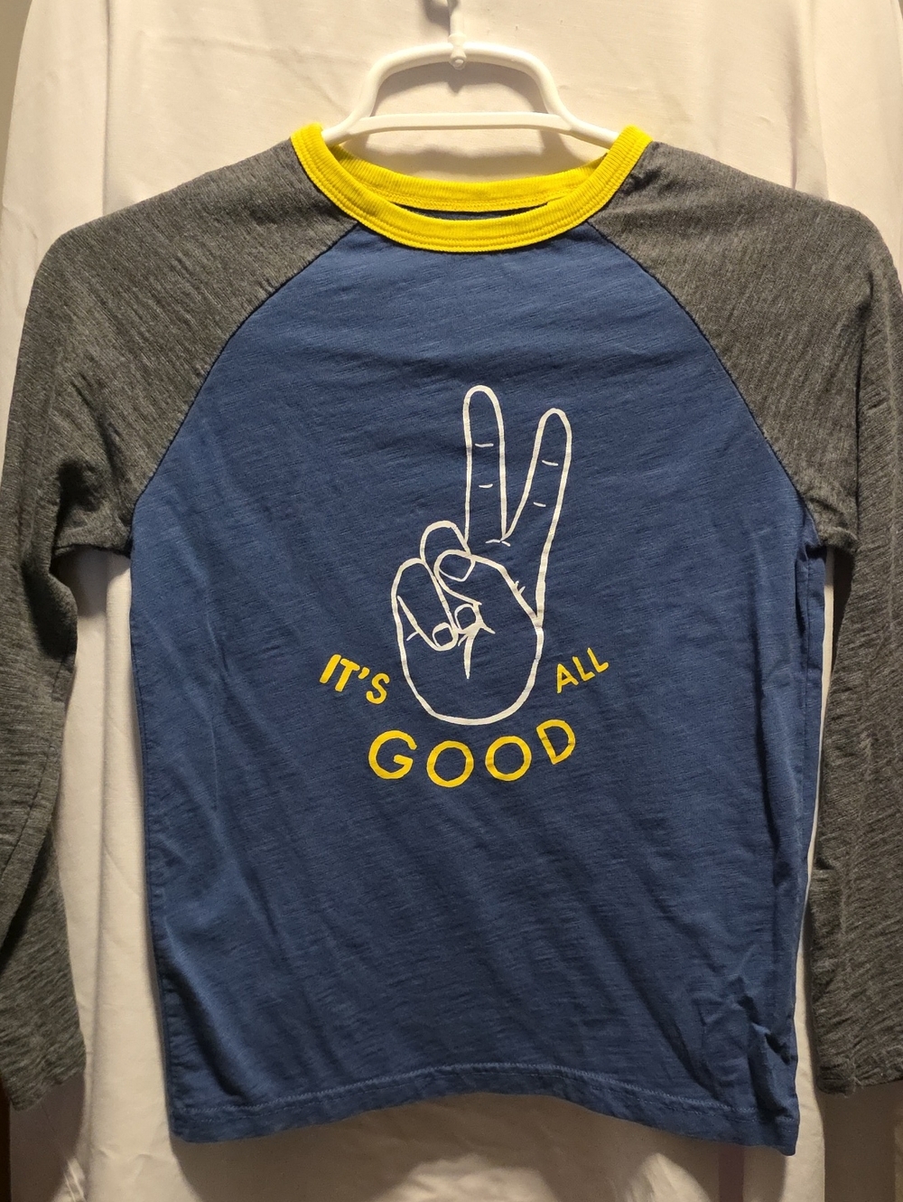 Boden Blue & Gray Long-Sleeve Tee with Yellow Trim